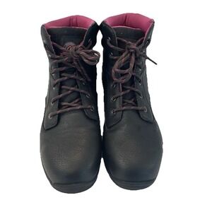 Brahma Bevel Women's Size 9 Pink Lace Up Steel Toe Comfort Work Ankle Boots